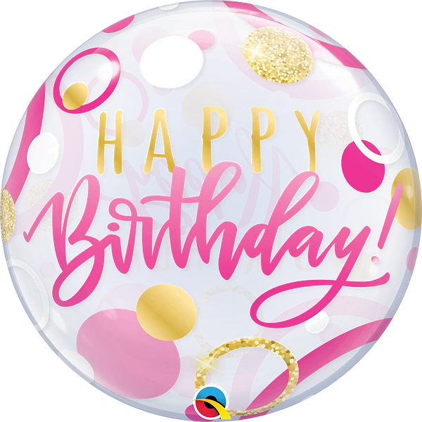 Birthday Pink & Gold Dots Bubble balloon