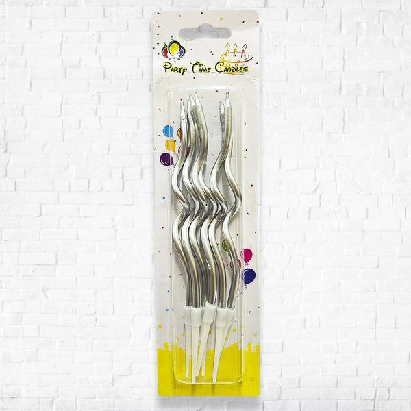 Metallic Curly Spiral Birthday Candles Silver - Silver