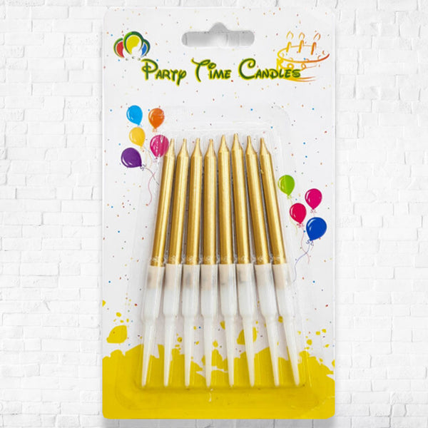Small Metallic Birthday Candle Gold - 8pcs