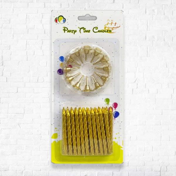 2.5inch Spiral Birthday Candles, Gold - 24pcs