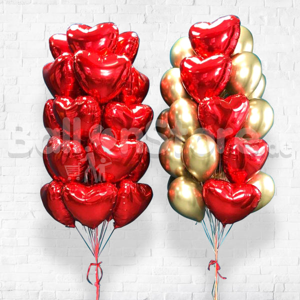 Chrome and  Heart Foil Elegant  Big Balloon Bouquet
