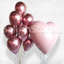 Jumbo Heart Custom Text Chrome Balloon Set