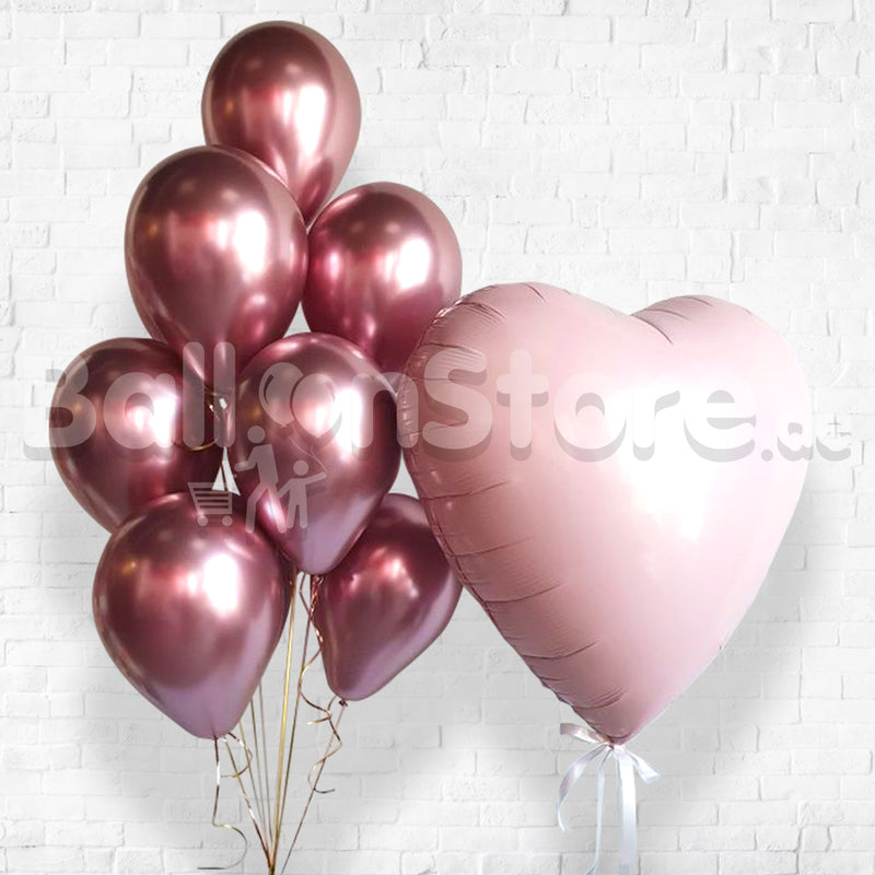 Jumbo Heart Custom Text Chrome Balloon Set