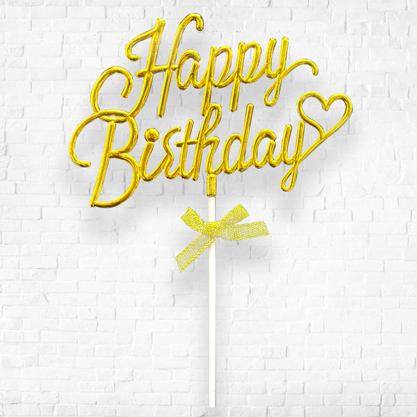 Cursive Happy Birthday Cake Topper GOLD