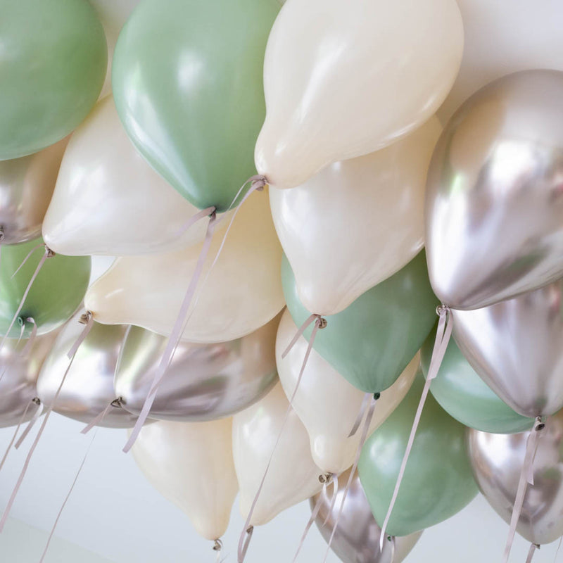 Eucalyptus  Chrome Champagne Ivory Silk Color Helium Balloons - 25count