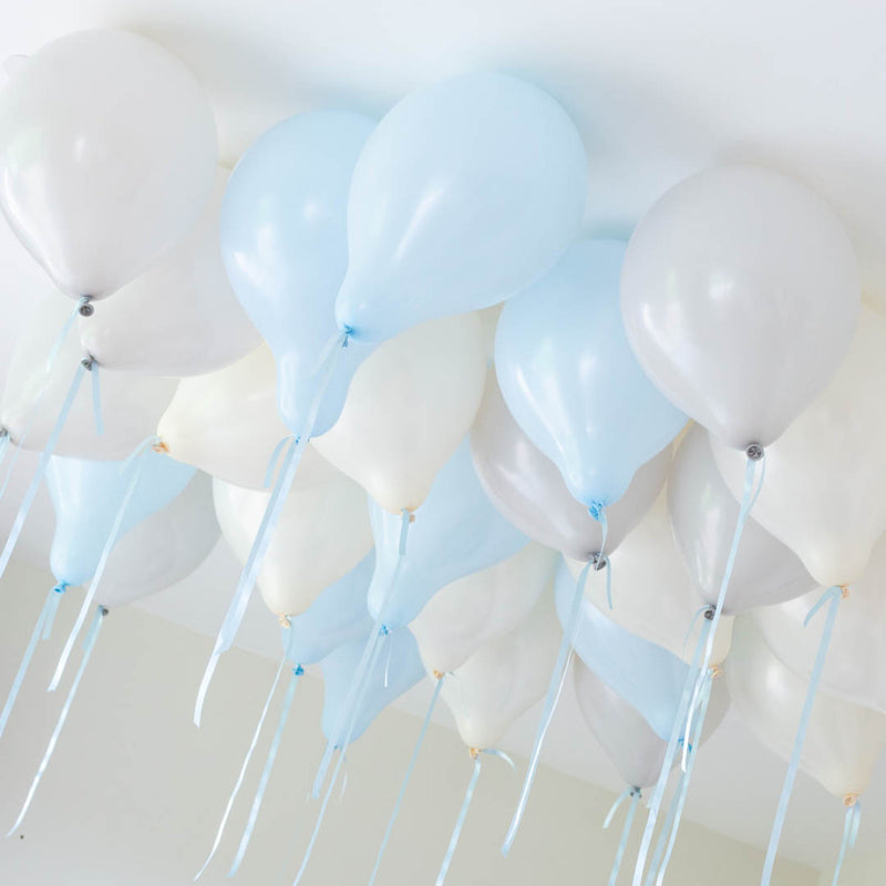 Macaroon Blue Theme Helium Balloons - 25count