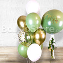 Eucalyptus Gender Reveal Chrome and Confetti Balloon Set