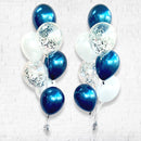 Blue Chrome Party Confetti Balloon Bouquet