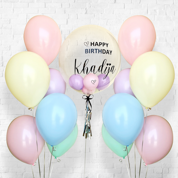 Pastel  Custom Text Personalized Bubbles  Balloon Bouquet Set  B PRE-ORDER 1DAY In Advance