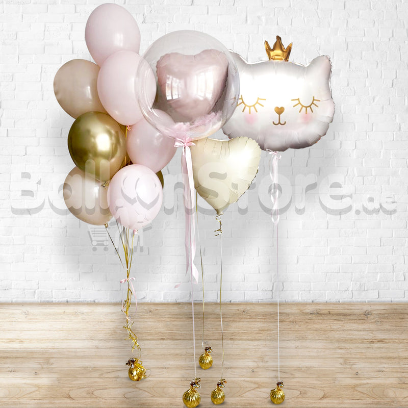 Cattie White Crown Pastel Bubble Custom Text Balloon Set