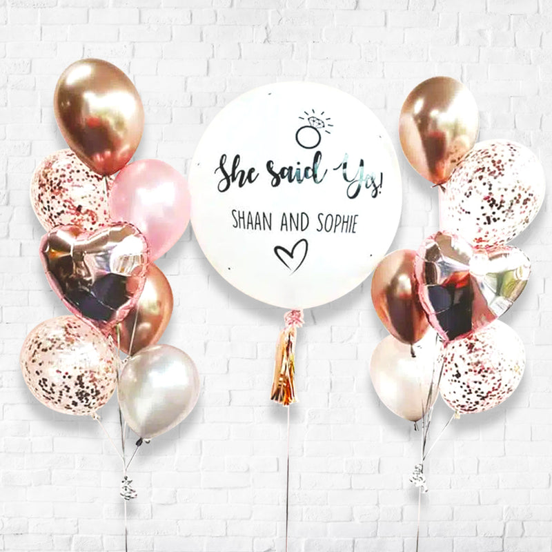 Rosegold and White Customized Latex and Confetti Chrome Balloon Set / All Occasion