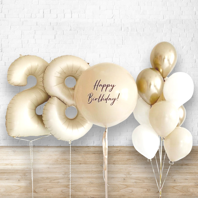 Any Two Number With Custom Text Aesthetic Balloon Bouquet Set