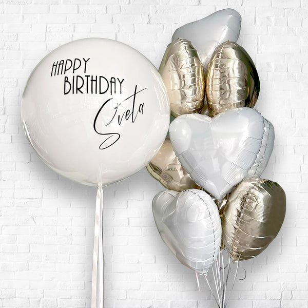 30inches Latex with Custom Text Aesthetic & Foil Heart Balloon Bouquet Set