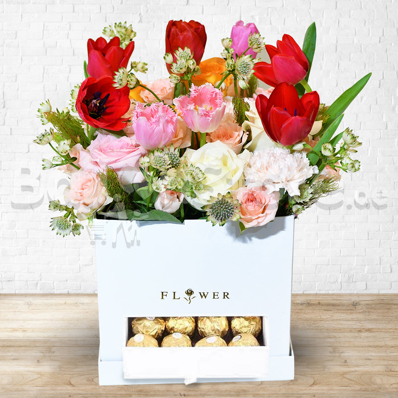 Mixed Flowers Arrangement with Ferrero Chocolate