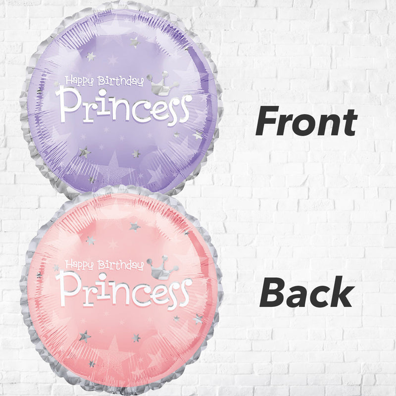 Happy Birthday Princess Foil Balloons - Back & Front Design