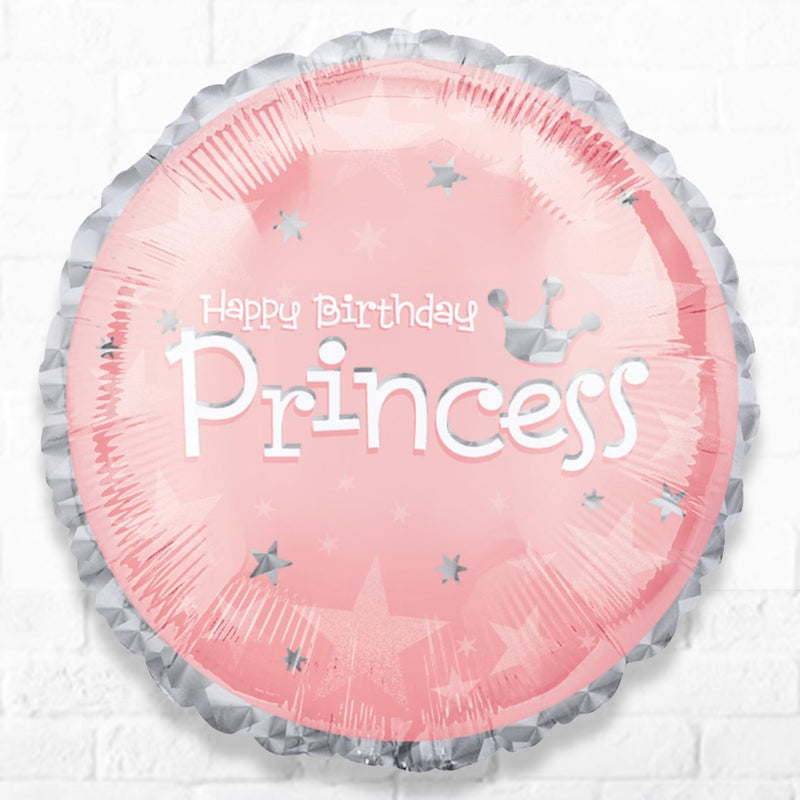 Happy Birthday Princess Foil Balloons - Back & Front Design