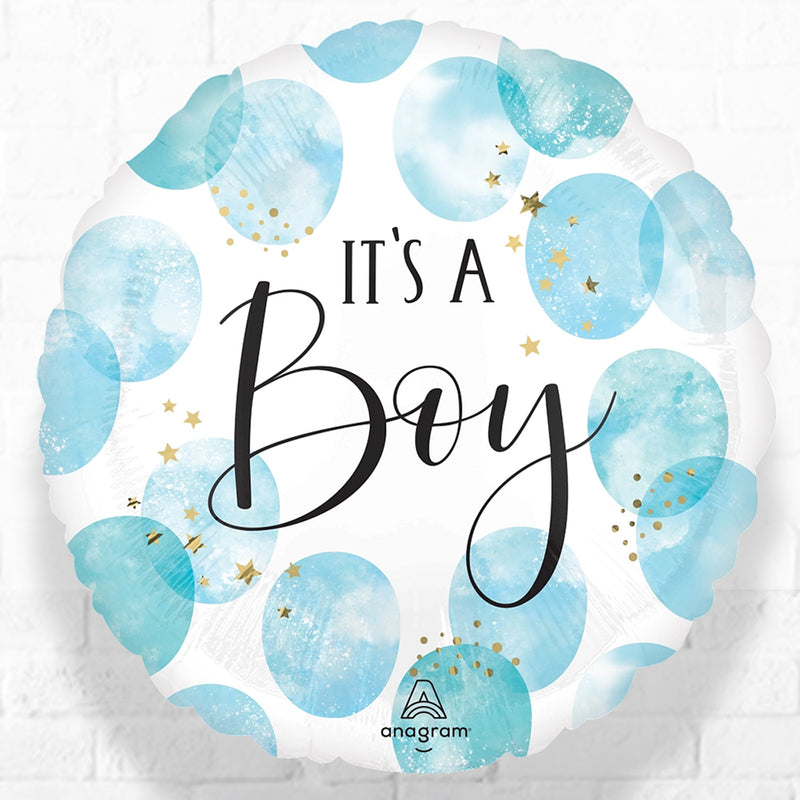 Baby Boy Blue WaterColor Foil Balloons