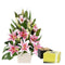Pink Lily Flower Basket with Patchi Chocolates
