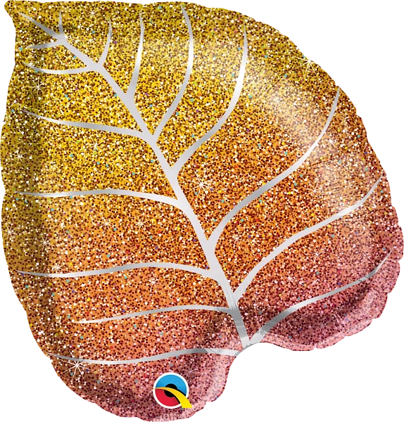 Fall Glitter graphic Ombre Leaf Foil balloon