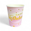 6-Pieces 9oz Disposable Happy Birthday Paper Cups – Gradient Pink