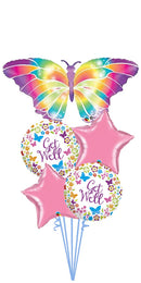 Butterflies & Flowers Get Well balloon Bouquet With Weight