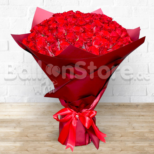 100 Red Roses Hand Bouquet