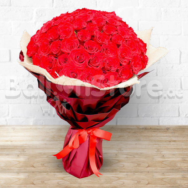 50 Red Roses Hand Bouquet