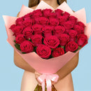 Live and Love Red Roses Fresh Flower Hand Bouquet - Valentine Bouquets UAE