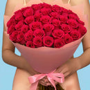 Live and Love Red Roses Fresh Flower Hand Bouquet - Valentine Bouquets UAE