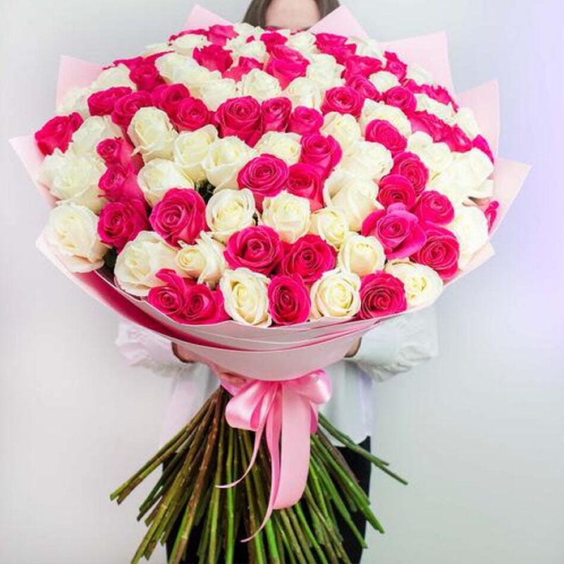 Romantically inLOVE Pink & White Roses Fresh Flower Hand Bouquet