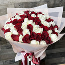 Serendipity Love Red &  White Roses Fresh Flower Hand Bouquet