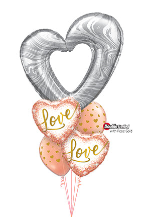 Rose Gold Glitter Ombre Dots Birthday Balloon Bouquet