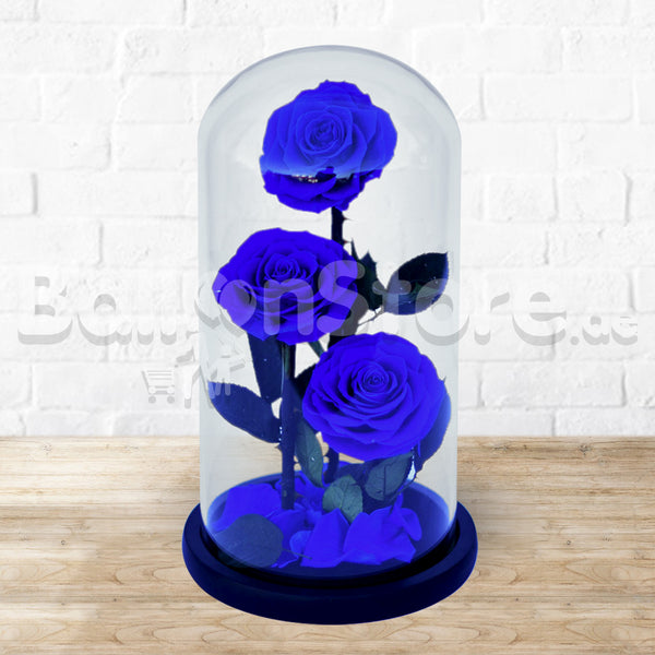 Royalty Love Blue Infinity Rose - Long Lasting Forever Rose - 3stem