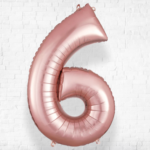 Number Six Rose Gold Helium Filled