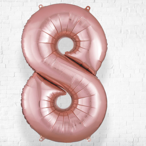 Number Eight Rose Gold Helium Filled