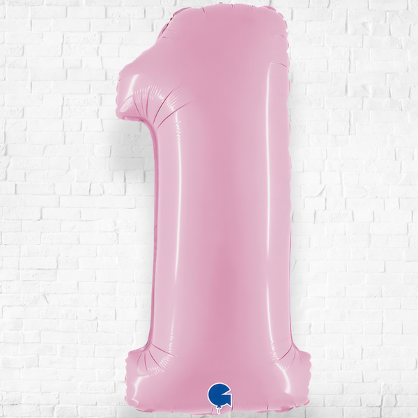 Number One Pastel Pink Helium Filled