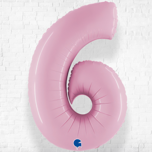 Number 6 Pastel Pink  Helium Filled