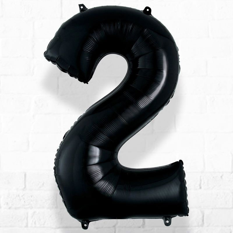 Number Foil Number Two Black Helium Filled