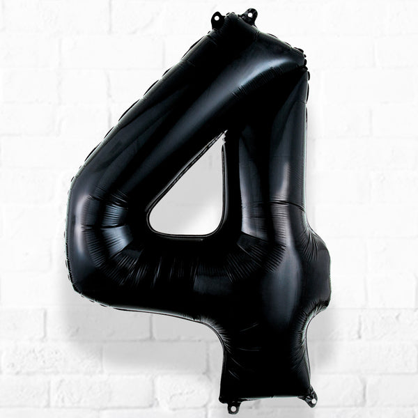 Number Foil Number Four Black Helium Filled