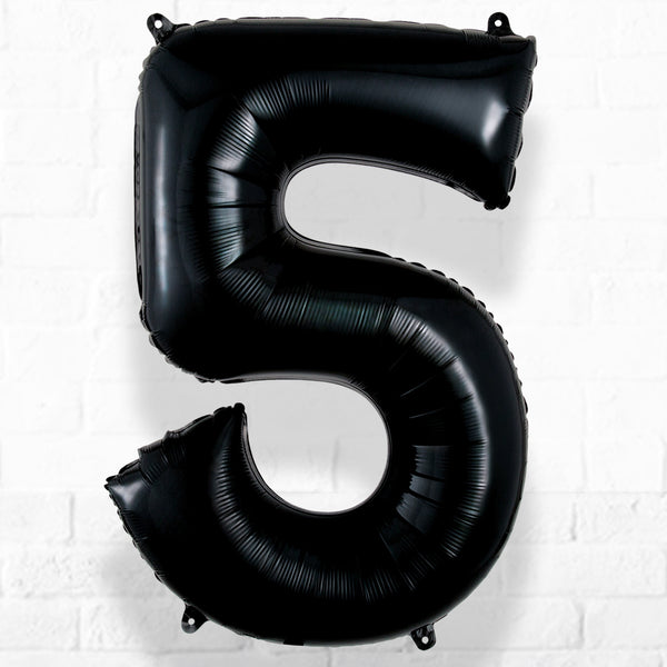 Number Foil Number Five Black Helium Filled