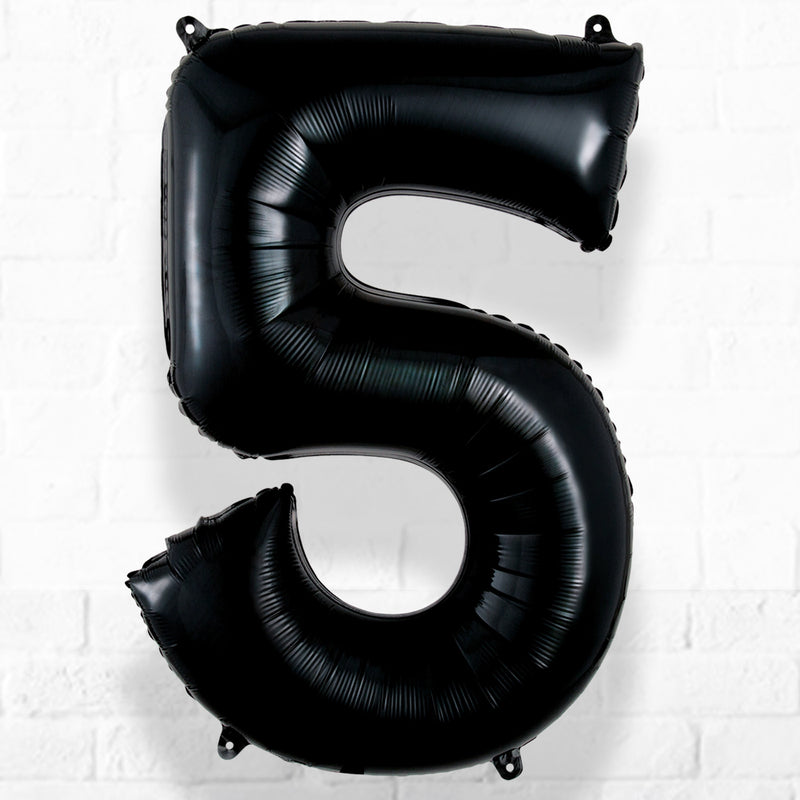 Number Foil Number Five Black Helium Filled