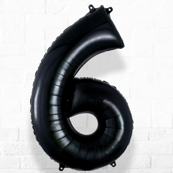Number Foil Number Six Black Helium Filled