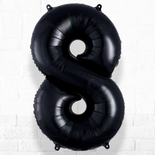 Number Foil Number Eight Black Helium Filled