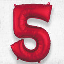 Number Foil Number Five  Red - Helium Filled
