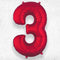 Number Foil Number Three Red - Helium Filled