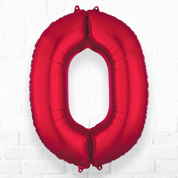 Number Foil Number Zero Red - Helium Filled