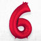 Number Foil Number Six Red - Helium Filled