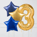 Gold Number With Foil Star Balloon With Weight