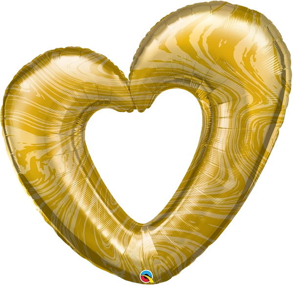 Open Marble Heart - Gold Foil Balloon