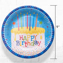 Blue Birthday Party Plate 9inches - 6count